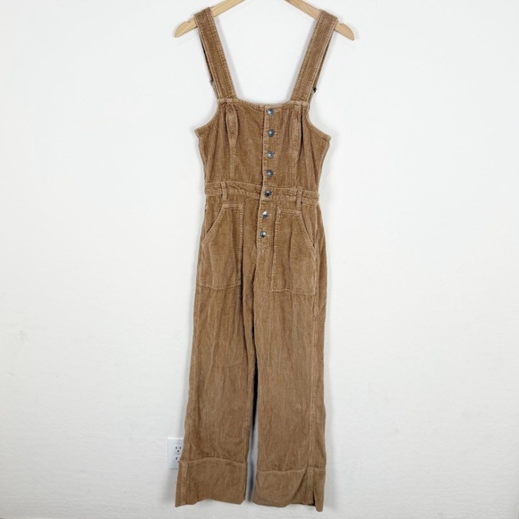 Aerie Textured Corduroy Kick Flare Overalls - Picture 3 of 11